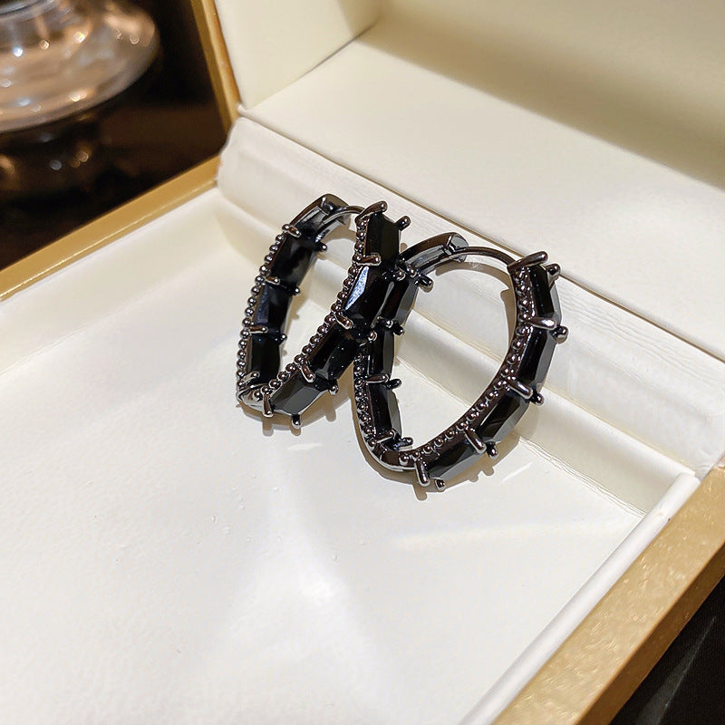 銀針輕奢鋯石几何蝴蝶花朵流蘇耳釘個性冷淡風耳環歐美高級感耳飾