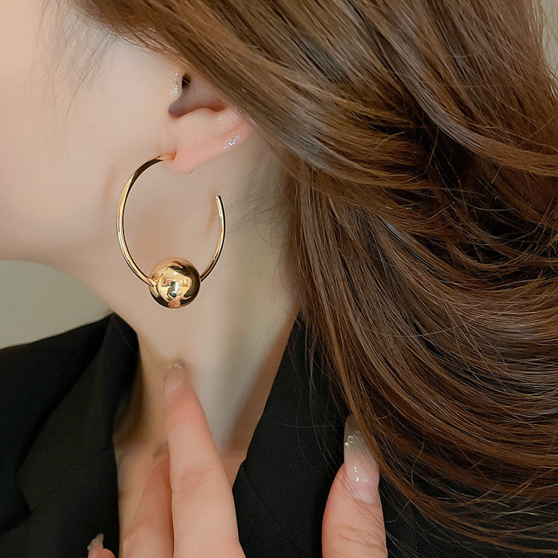 銀針歐美冷淡風鑲鑽愛心圓圈耳圈小衆簡約誇張耳環百搭高級感耳飾