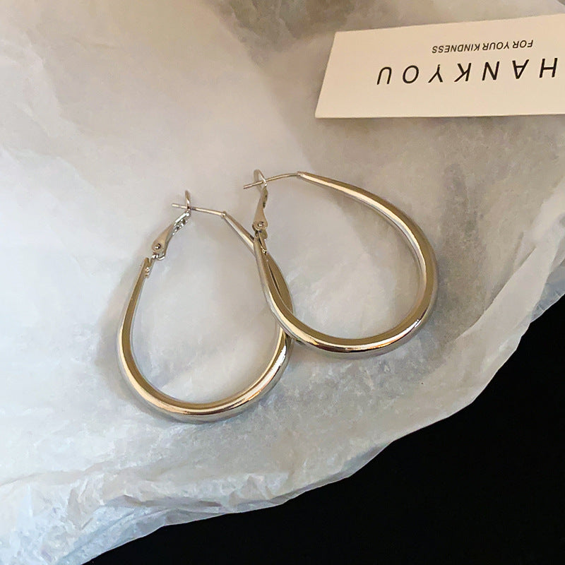 銀針圓圈銀色耳環輕奢高級感耳釘女冷淡風時尚百搭耳飾設計感小衆