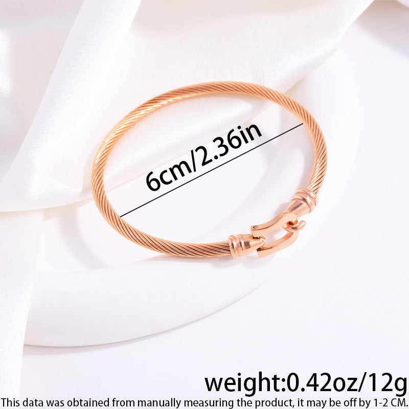 鈦鋼手鐲彈力馬蹄扣手鐲女生高級感個性簡約不掉色精緻手環