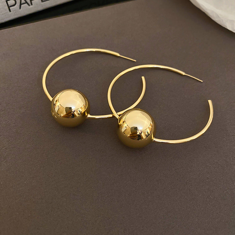 銀針歐美冷淡風鑲鑽愛心圓圈耳圈小衆簡約誇張耳環百搭高級感耳飾