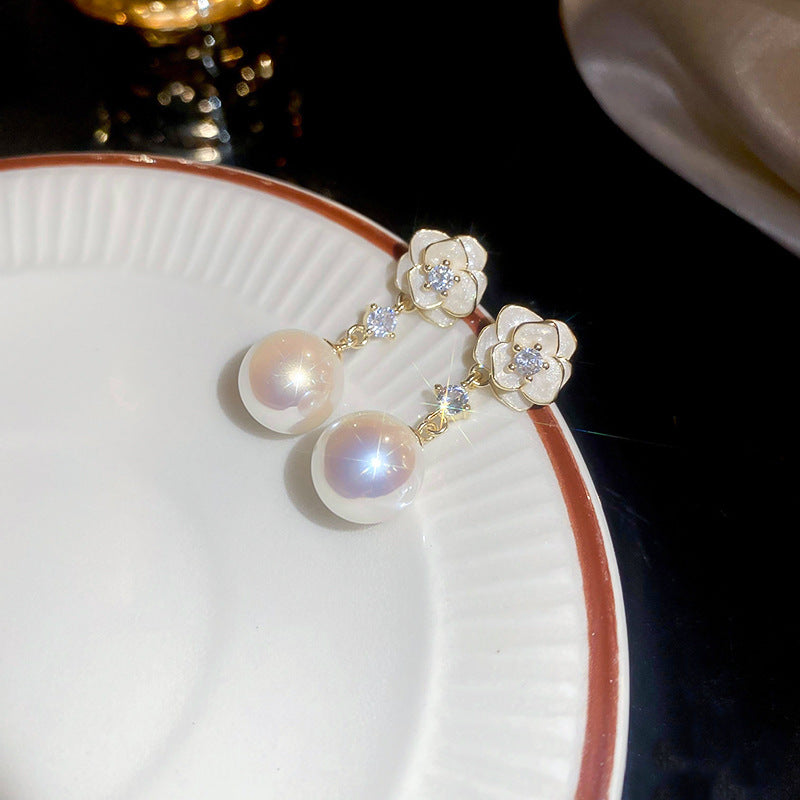 銀針法式復古字母豬鼻子土星珍珠耳環一款兩戴耳釘輕奢高級感耳飾