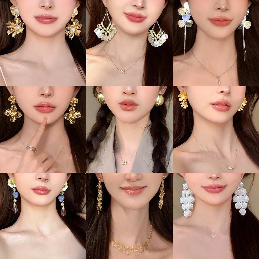 銀針超仙珍珠花朵流蘇耳環氣質時尚耳釘跨境歐美誇張高級感耳飾女