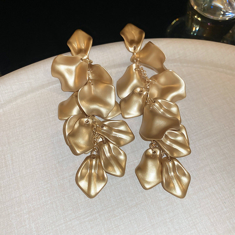 銀針歐美金屬風珍珠蝴蝶花朵流蘇耳釘小衆個性耳環時尚誇張耳飾女