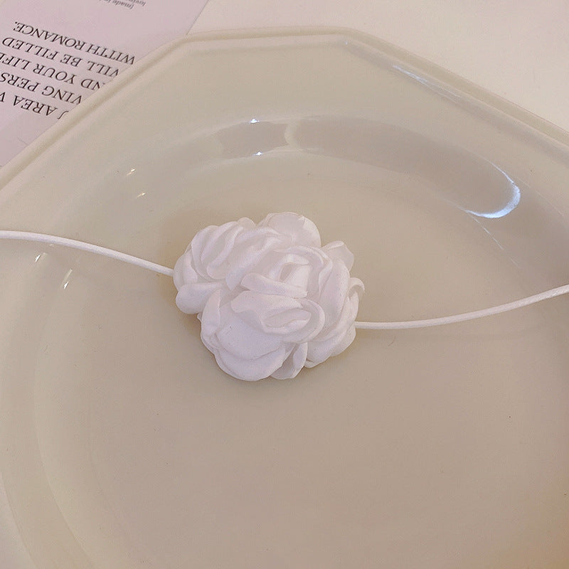 網紅氣質高級感布藝花朵項鍊小衆設計感頸鍊鎖骨鏈個性時尚項飾女