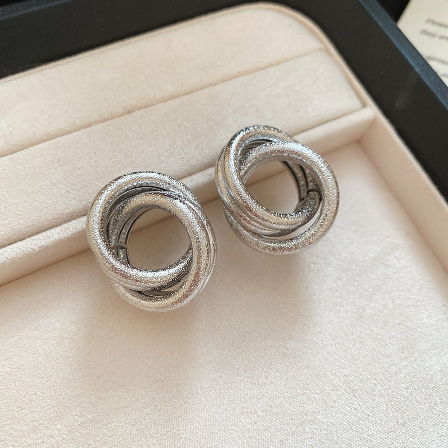 銀針圓圈銀色耳環輕奢高級感耳釘女冷淡風時尚百搭耳飾設計感小衆