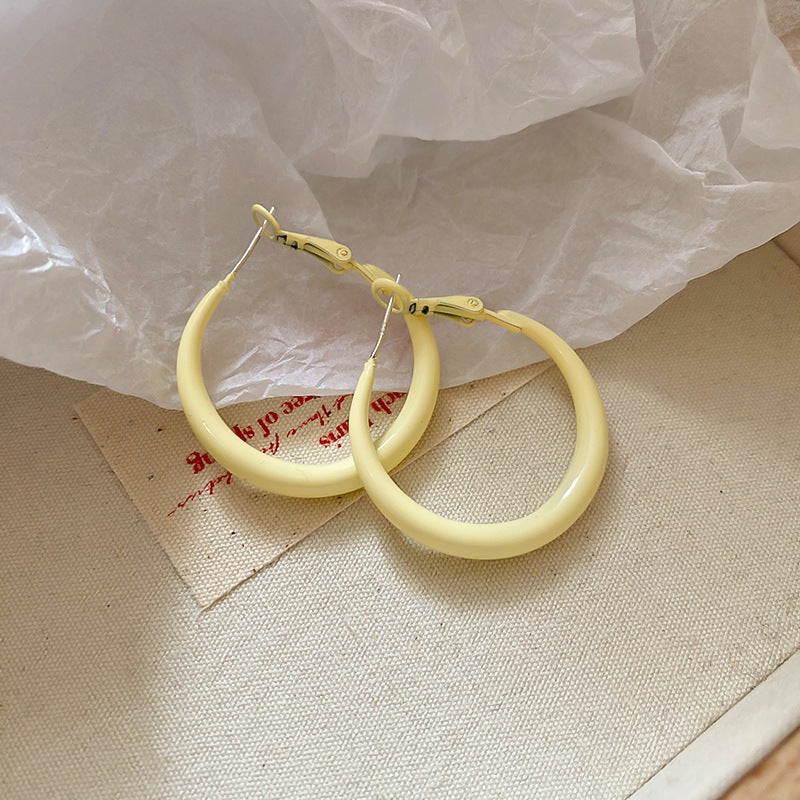 銀針多巴胺彩色耳圈甜美小清新簡約個性耳環設計感小衆歐美耳飾女