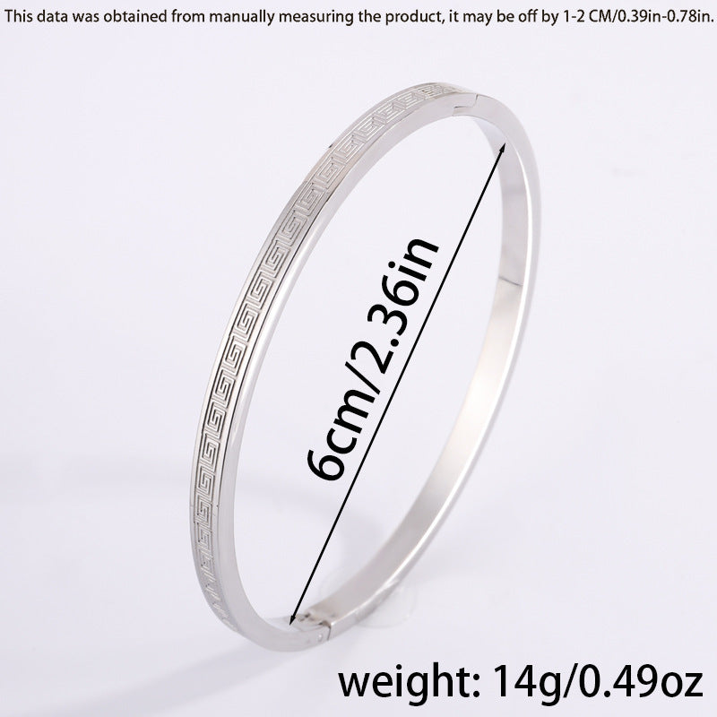 鈦鋼手鐲復古中國風長城紋手鐲女生高級感精緻不掉色百搭手鐲