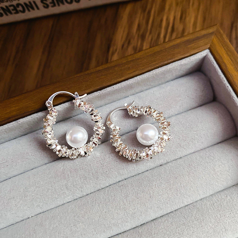 銀針圓圈銀色耳環輕奢高級感耳釘女冷淡風時尚百搭耳飾設計感小衆