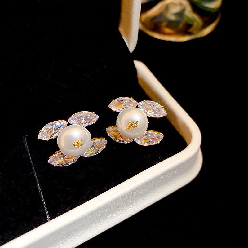 銀針法式復古字母豬鼻子土星珍珠耳環一款兩戴耳釘輕奢高級感耳飾