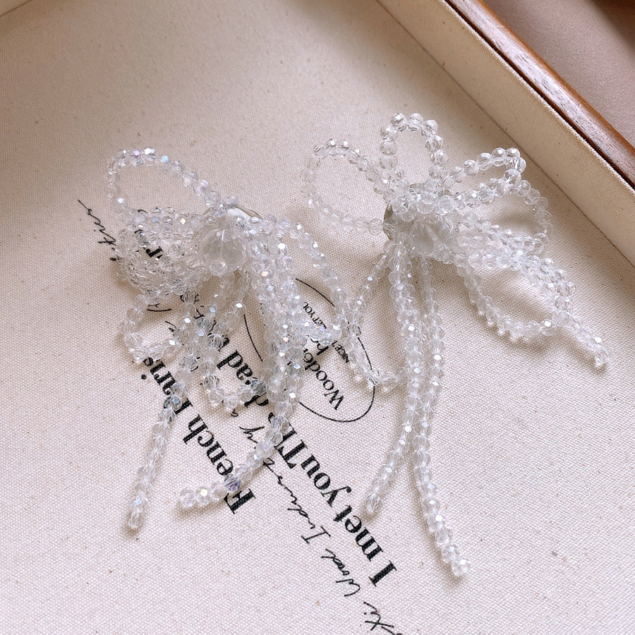 銀針小清新玻璃珠花朵流蘇耳環小衆個性誇張耳釘時尚度假風耳飾女