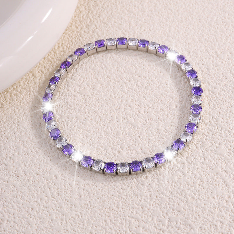 鈦鋼手鐲彈力鑲鑽滿鑽不鏽鋼手鐲女生高級感時尚輕奢不掉色手環