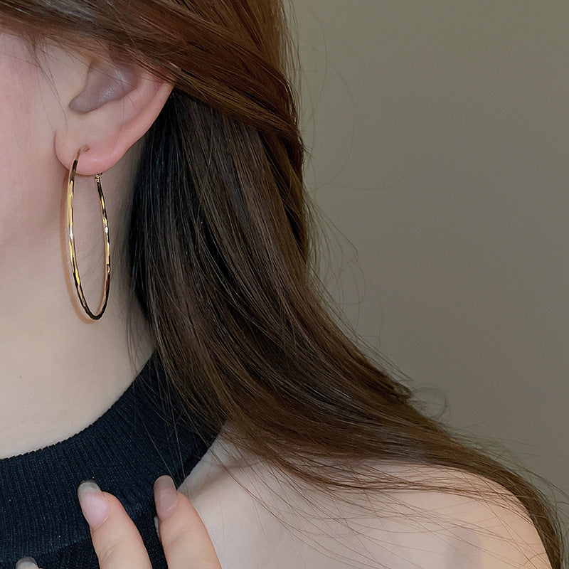 銀針歐美冷淡風鑲鑽愛心圓圈耳圈小衆簡約誇張耳環百搭高級感耳飾