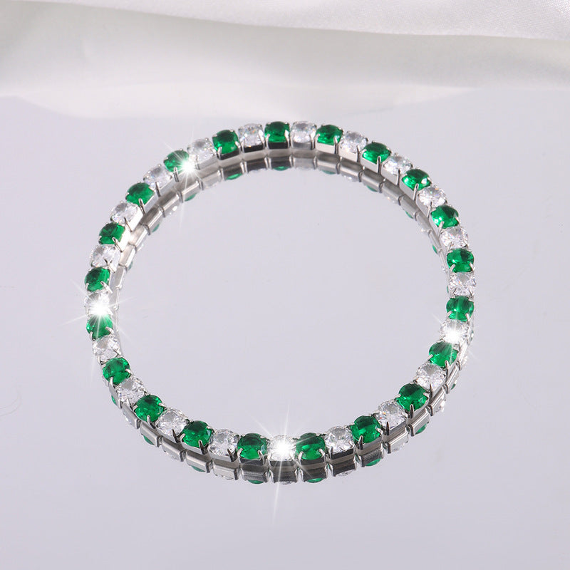 鈦鋼手鐲彈力鑲鑽滿鑽不鏽鋼手鐲女生高級感時尚輕奢不掉色手環