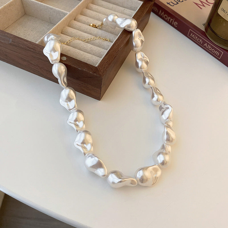 法式復古鋯石花朵土星珍珠項鍊輕奢小衆時尚鎖骨鏈氣質高級感項飾
