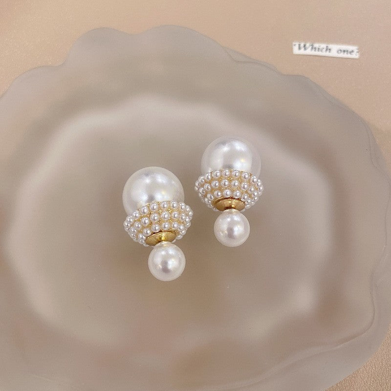 銀針復古花朵愛心字母珍珠耳環法式氣質耳釘輕奢高級感耳飾女