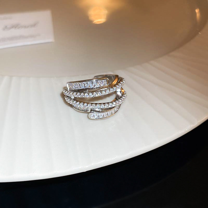 韓國輕奢鋯石圓圈蛇形葫蘆戒指小衆設計感食指戒氣質高級感手飾女