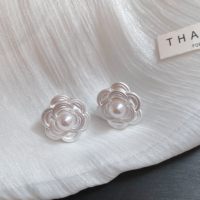 銀針法式復古字母豬鼻子土星珍珠耳環一款兩戴耳釘輕奢高級感耳飾