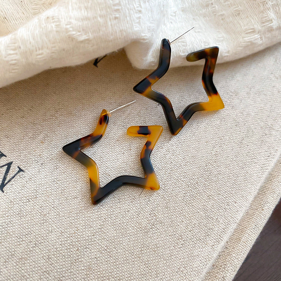 銀針樹脂不規則幾何形鏤空耳環輕奢高級感耳釘復古耳飾設計感小衆