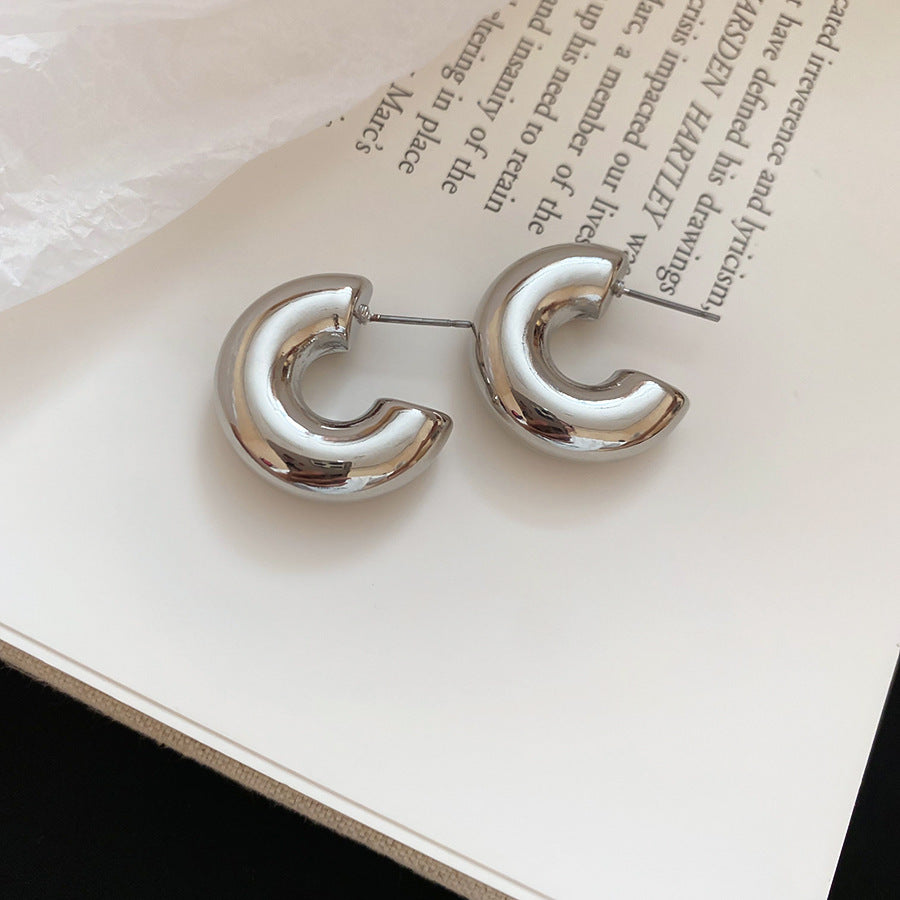 銀針圓圈銀色耳環輕奢高級感耳釘女冷淡風時尚百搭耳飾設計感小衆