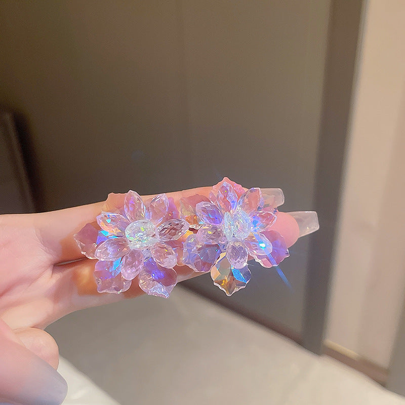 度假風粉色米珠花朵珍珠流蘇耳環少女氛圍感耳釘波西米亞甜美耳飾