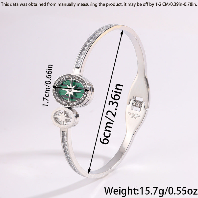 時尚高級感新品八芒星不鏽鋼手鐲跨境女輕奢不掉色彈簧開口手飾品