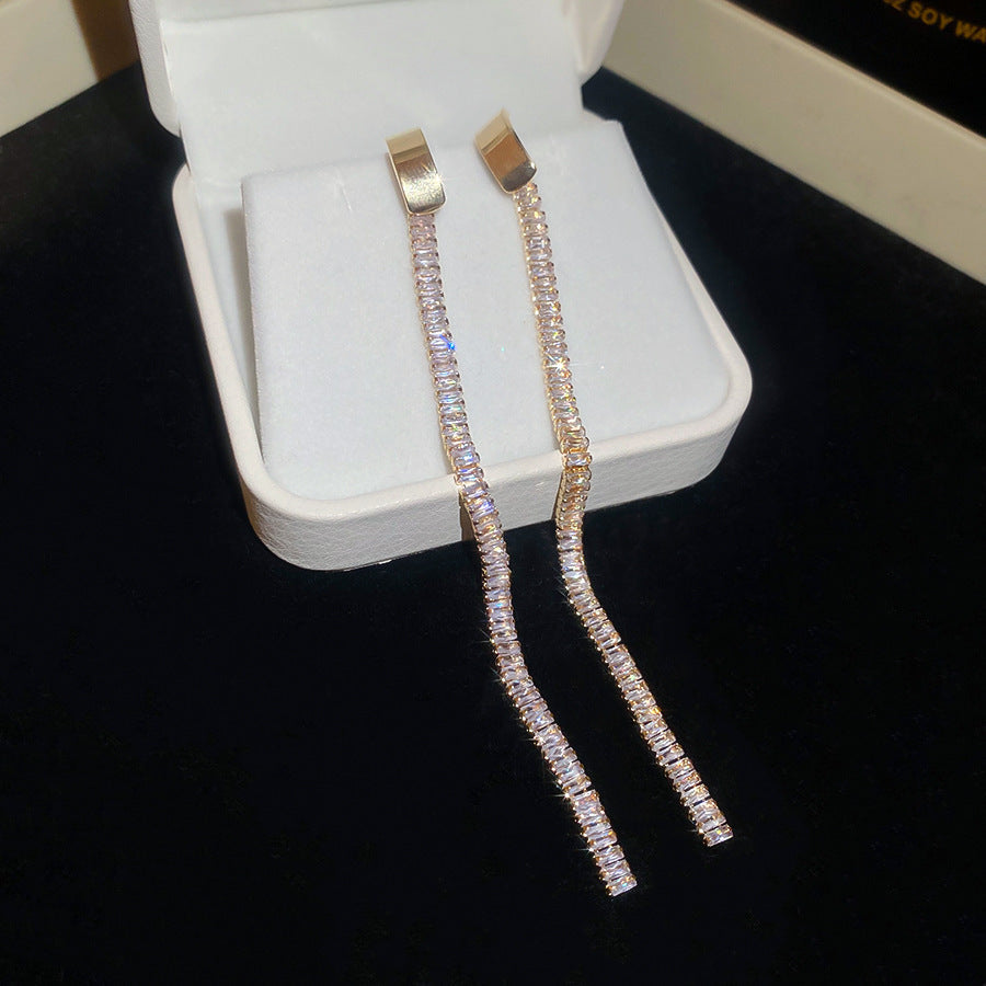 銀針熱銷鑲鑽鋯石水滴蝴蝶流蘇耳環輕奢高級感耳釘耳飾設計感小衆