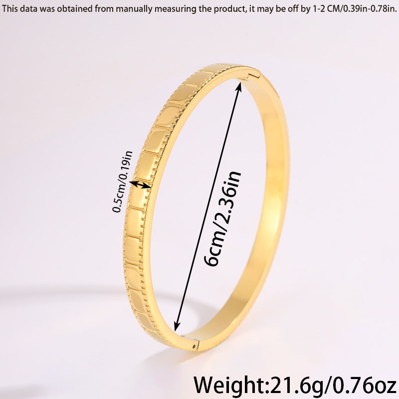 鈦鋼手鐲女簡約設計不掉色大方點點時尚情侶款方塊手環手鐲飾品