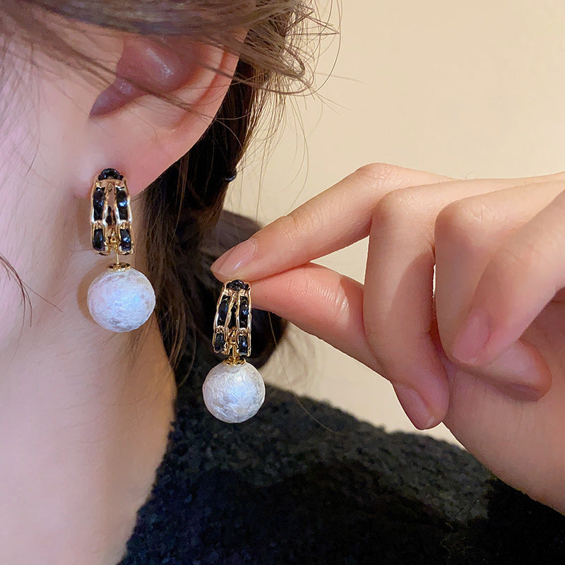 銀針復古花朵愛心字母珍珠耳環法式氣質耳釘輕奢高級感耳飾女