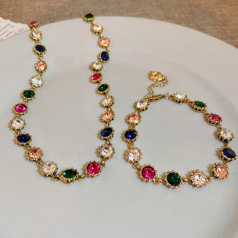 歐美誇張設計彩色鑲鑽項鍊宮廷風個性氣質鎖骨鏈老虎頭復古項飾女