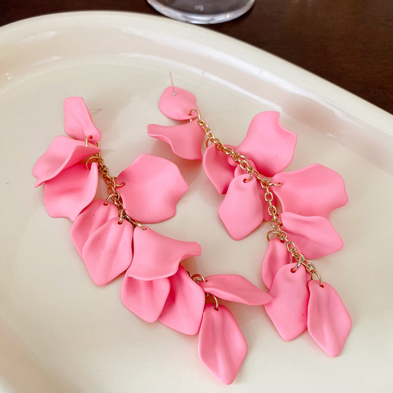 銀針歐美金屬風珍珠蝴蝶花朵流蘇耳釘小衆個性耳環時尚誇張耳飾女