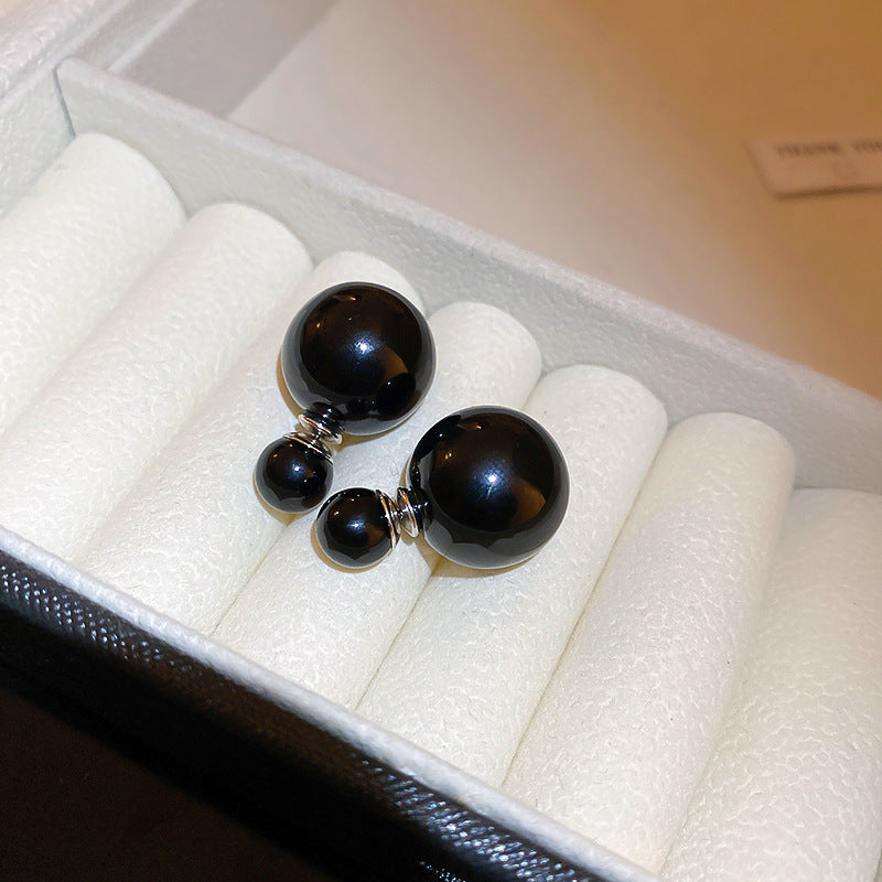 銀針法式復古字母豬鼻子土星珍珠耳環一款兩戴耳釘輕奢高級感耳飾