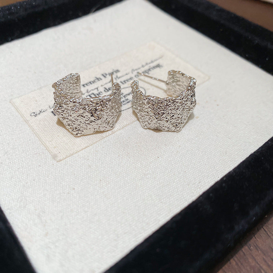 銀針圓圈銀色耳環輕奢高級感耳釘女冷淡風時尚百搭耳飾設計感小衆