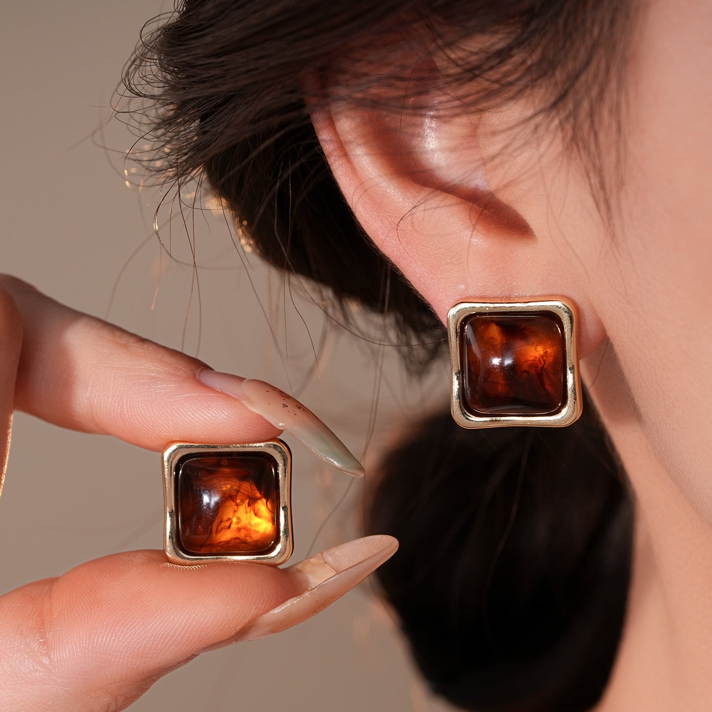 銀針復古美拉德幾何方形耳環輕奢高級感耳釘女時尚耳飾設計感小衆