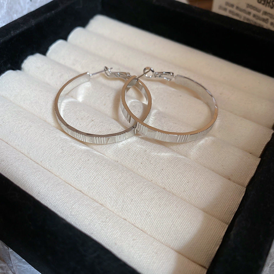 銀針圓圈銀色耳環輕奢高級感耳釘女冷淡風時尚百搭耳飾設計感小衆