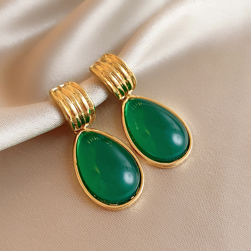 銀針歐美輕奢人造鋯石水晶款愛心耳釘時尚宮廷風耳環高級感耳飾女