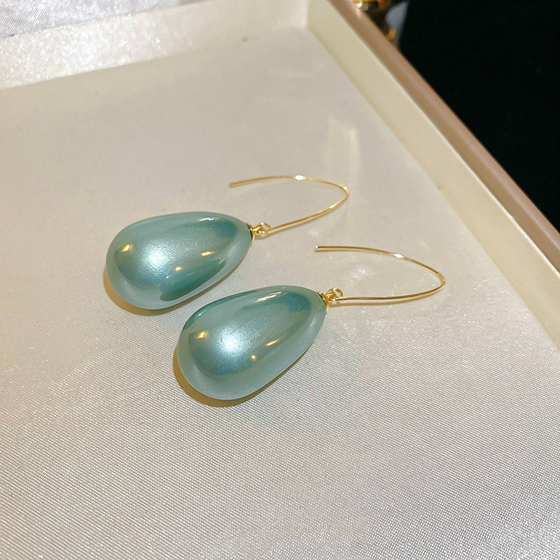 銀針冷淡風透明樹脂水滴花朵珍珠耳環時尚耳釘跨境歐美高級感耳飾