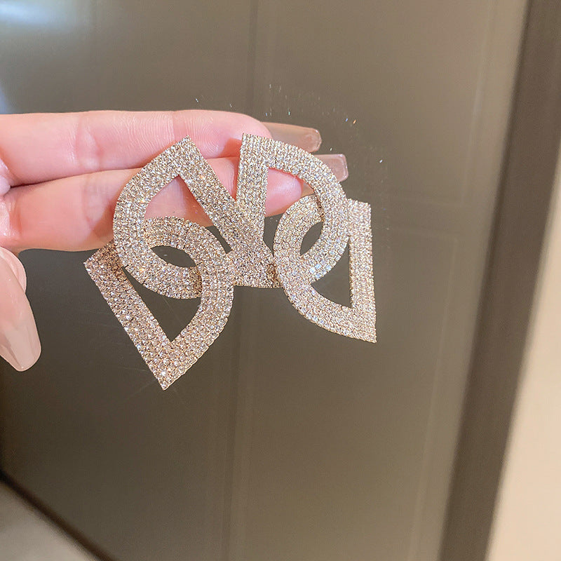 銀針法式黑色鑲鑽字母珍珠包包流蘇耳環小衆氣質耳釘高級感耳飾女