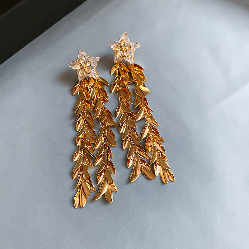 銀針輕奢鋯石几何蝴蝶花朵流蘇耳釘個性冷淡風耳環歐美高級感耳飾