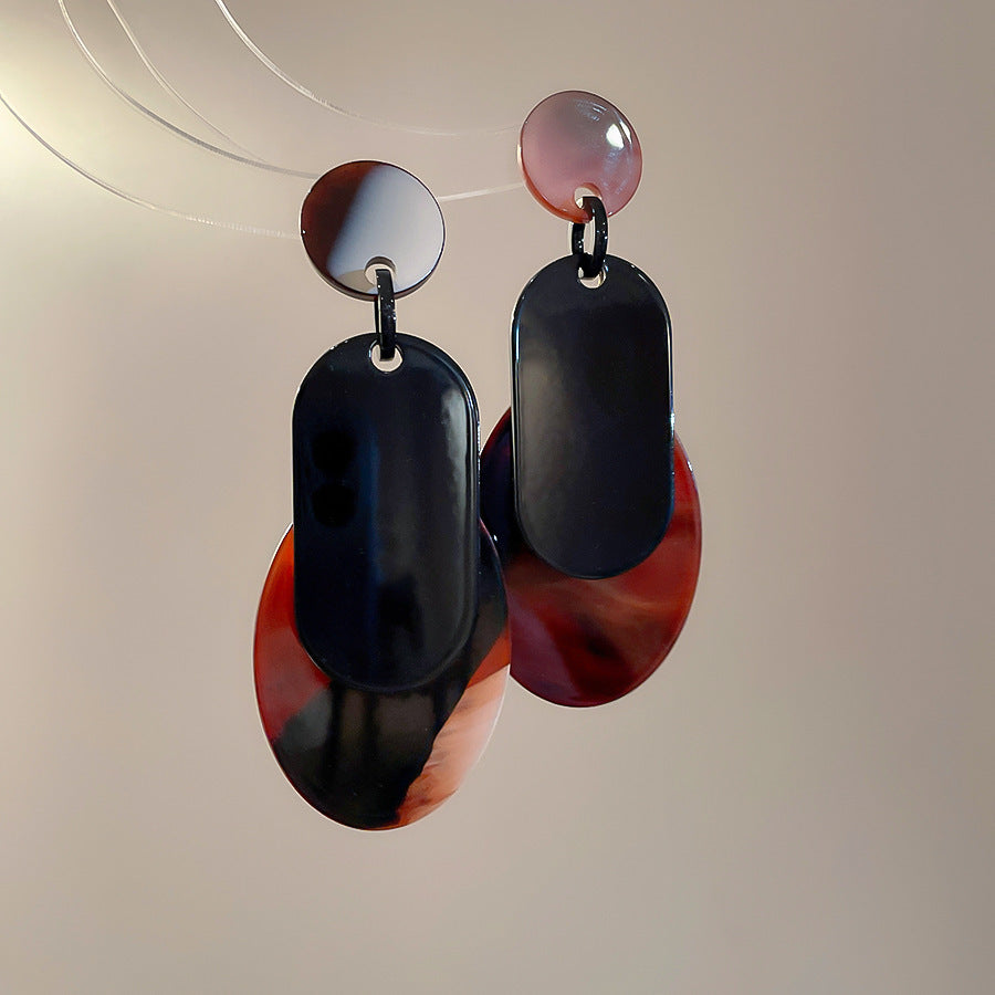 銀針樹脂不規則幾何形鏤空耳環輕奢高級感耳釘復古耳飾設計感小衆