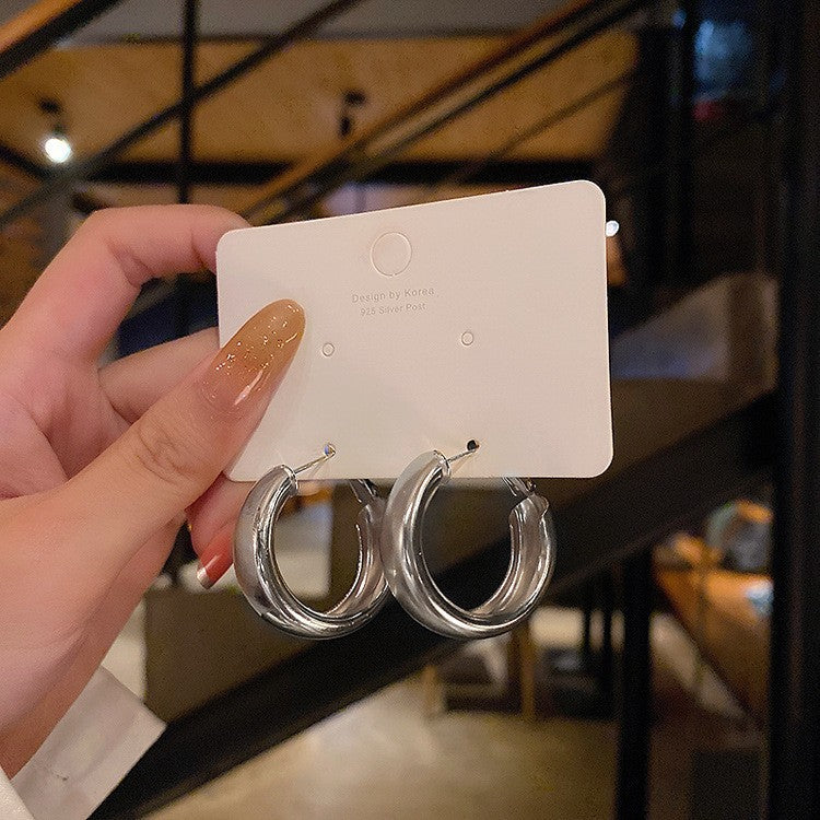 銀針圓圈銀色耳環輕奢高級感耳釘女冷淡風時尚百搭耳飾設計感小衆