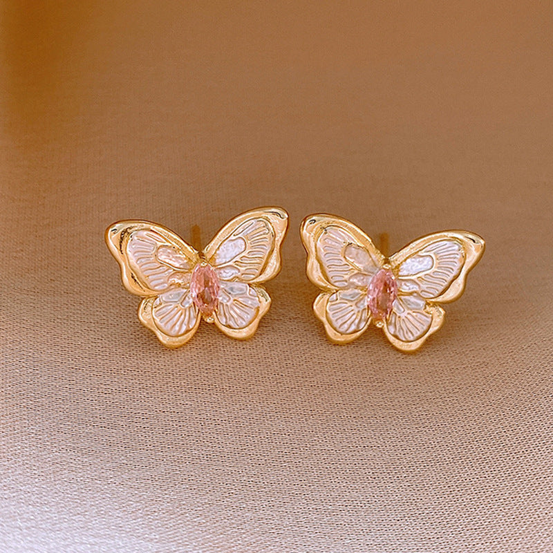 莫奈花園油畫風愛心花朵珍珠耳環時尚氣質耳釘法式甜美小清新耳飾