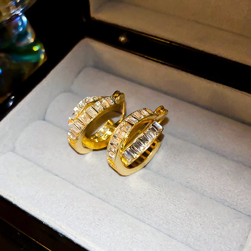 銀針輕奢鋯石几何蝴蝶花朵流蘇耳釘個性冷淡風耳環歐美高級感耳飾