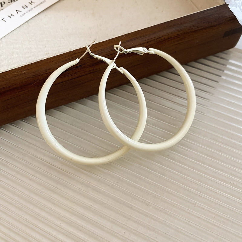 銀針多巴胺彩色耳圈甜美小清新簡約個性耳環設計感小衆歐美耳飾女