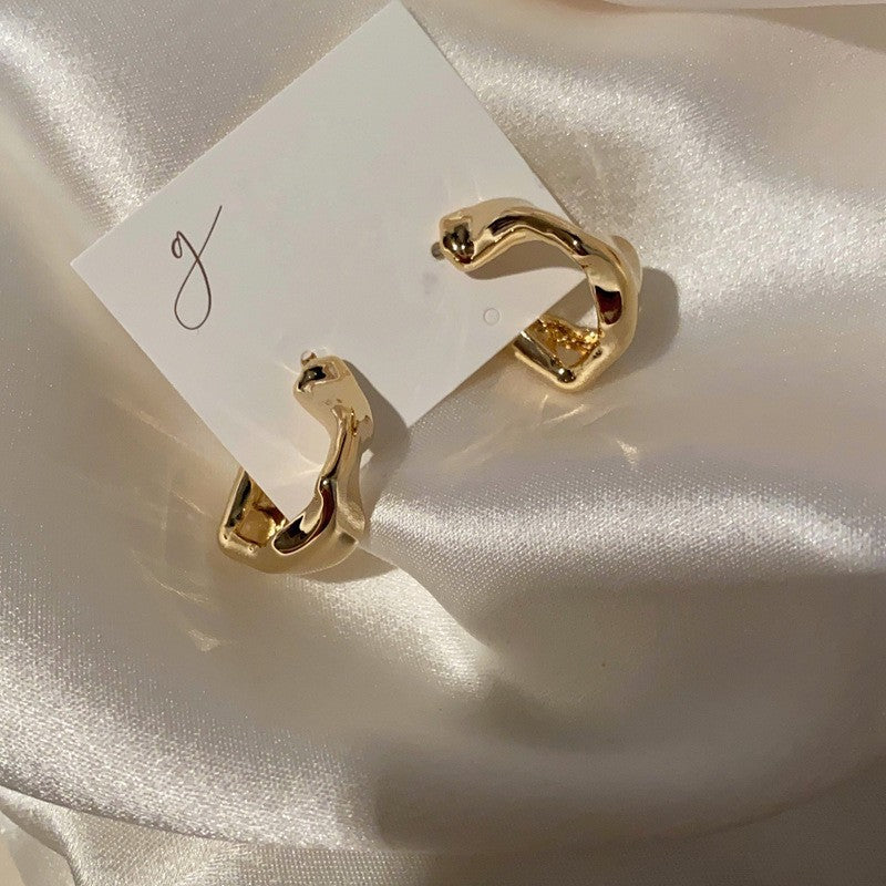 銀針歐美冷淡風鑲鑽愛心圓圈耳圈小衆簡約誇張耳環百搭高級感耳飾