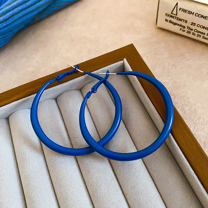 銀針多巴胺彩色耳圈甜美小清新簡約個性耳環設計感小衆歐美耳飾女