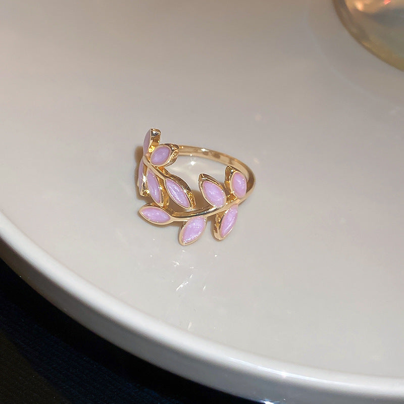 不規則人造貓眼石款愛心開口戒指冷淡風小衆食指戒個性潮流手飾女