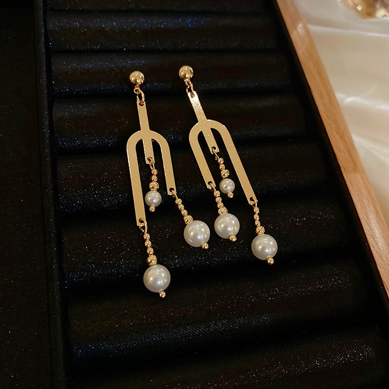 銀針歐美跨境專供花朵珍珠流蘇耳環氣質個性耳釘誇張高級感耳飾女