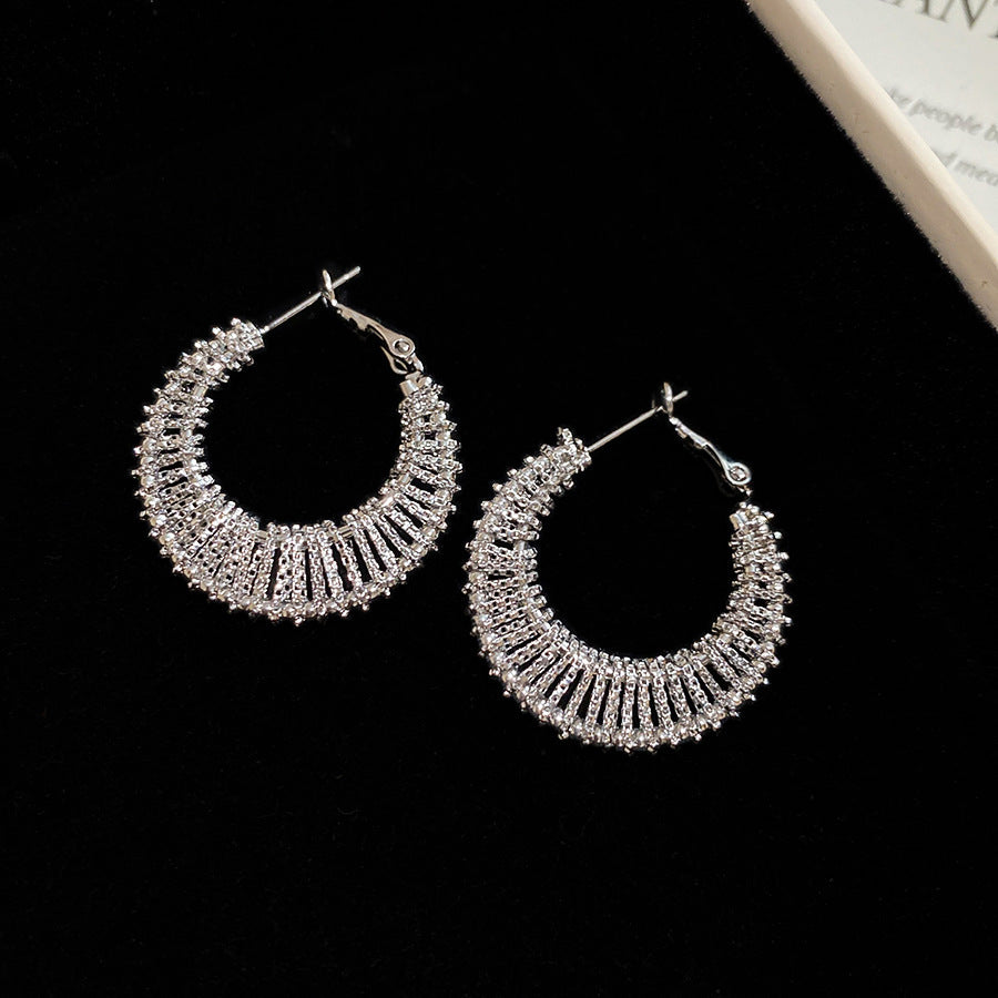 銀針圓圈銀色耳環輕奢高級感耳釘女冷淡風時尚百搭耳飾設計感小衆