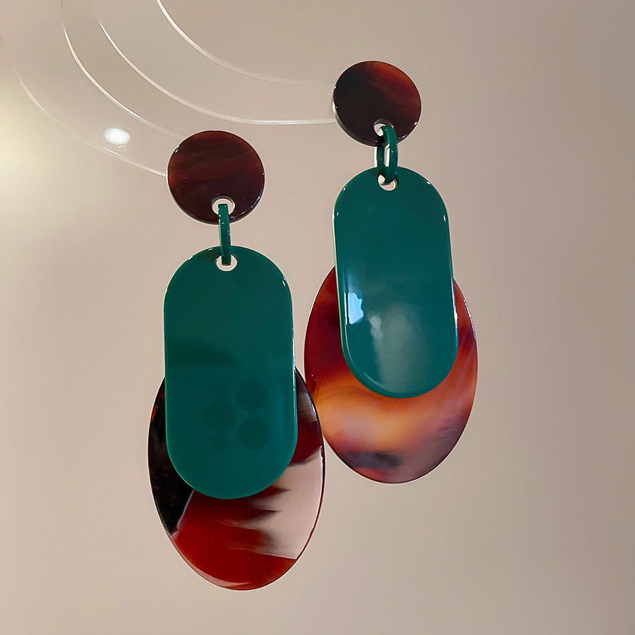 銀針樹脂不規則幾何形鏤空耳環輕奢高級感耳釘復古耳飾設計感小衆